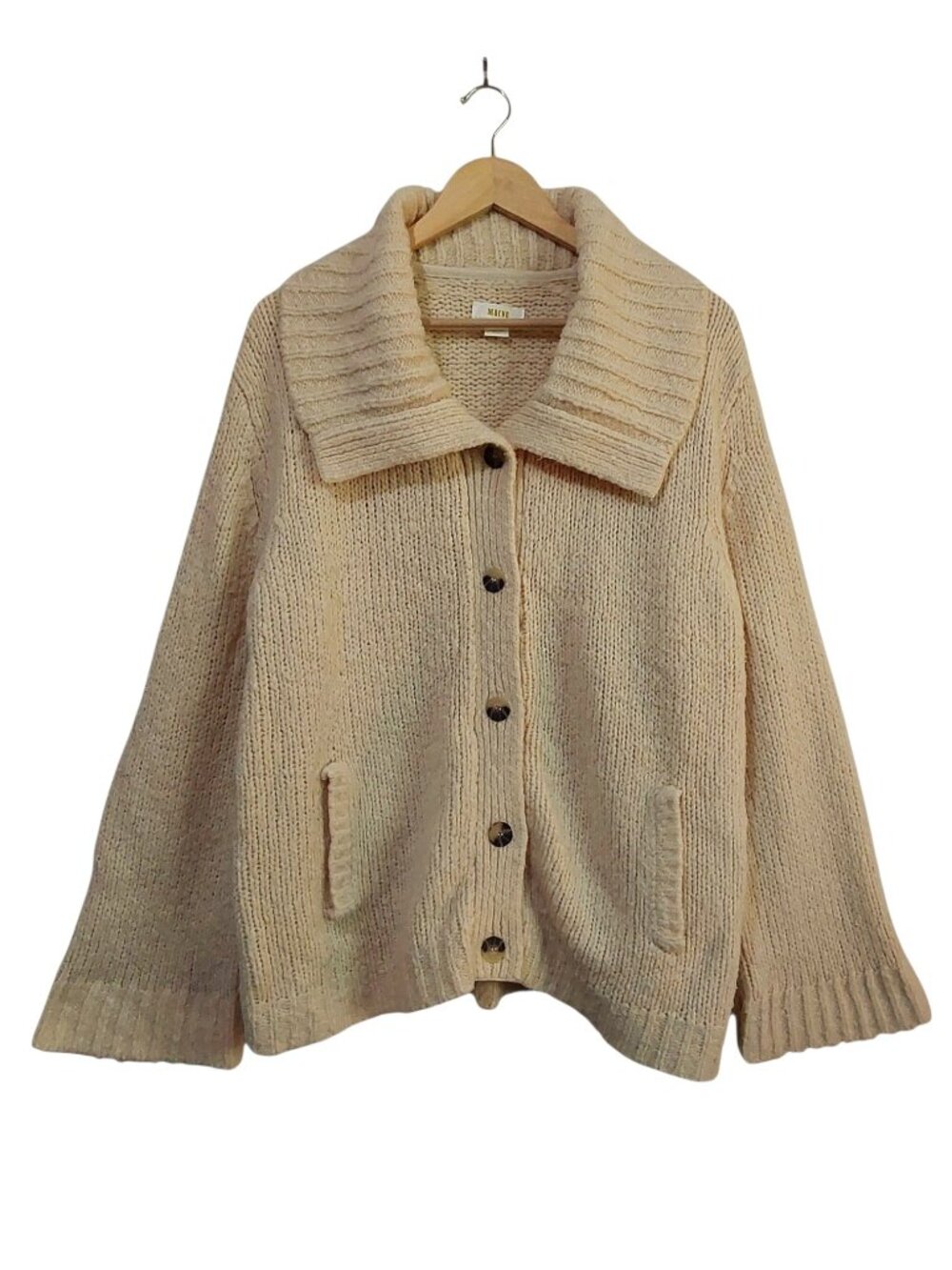 Maeve Anthropologie Wool-Blend Chunky Cardigan Sweater Jacket Coatigan Boho - M - Picture 4 of 10